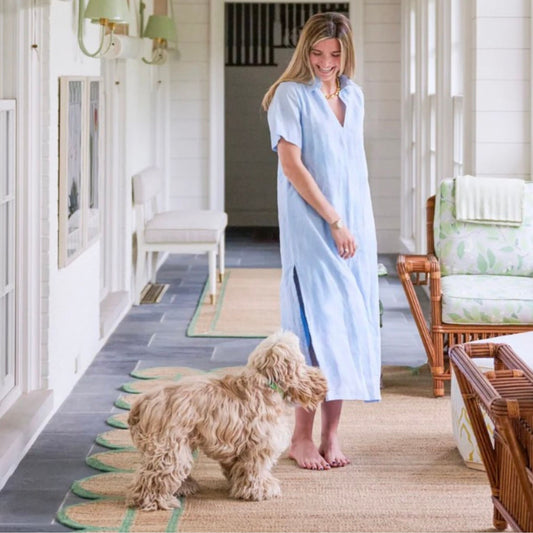 Anna Maxi Dress in light blue linen