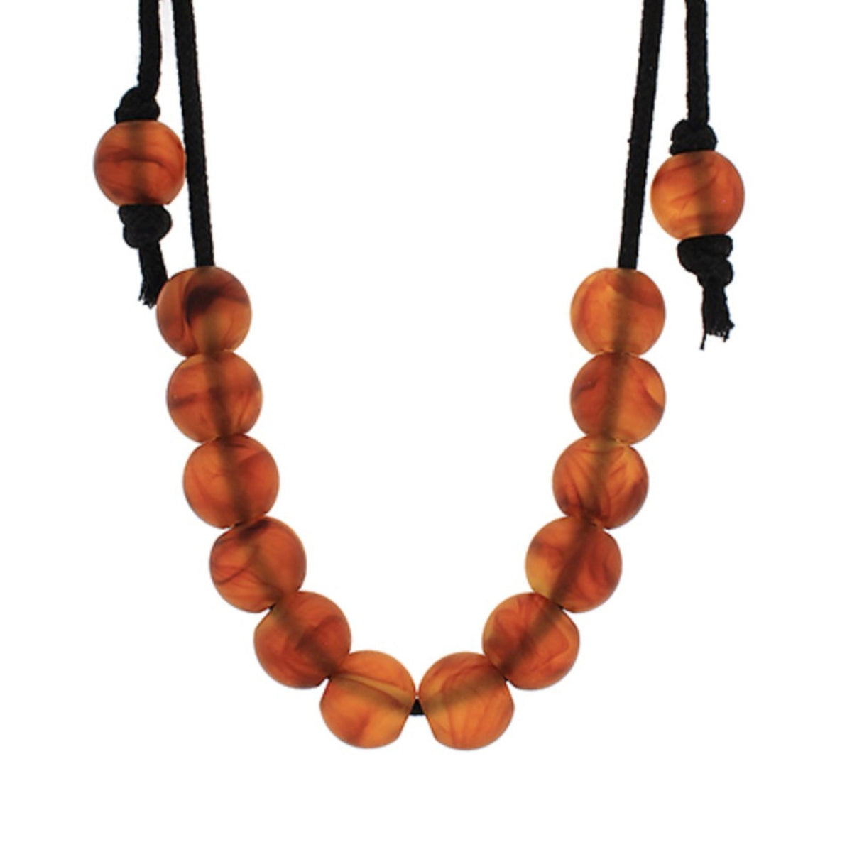Ball on Cord Necklace in brown-toned beads