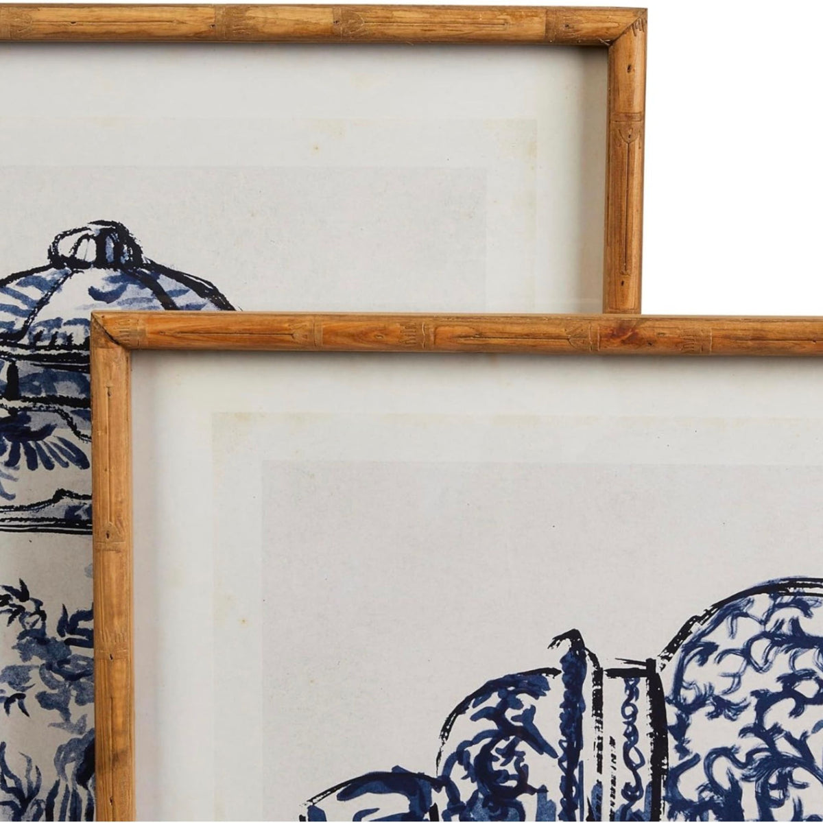 Blue & White Ginger Jar Framed Wall Art, close-up of ginger jar illustration