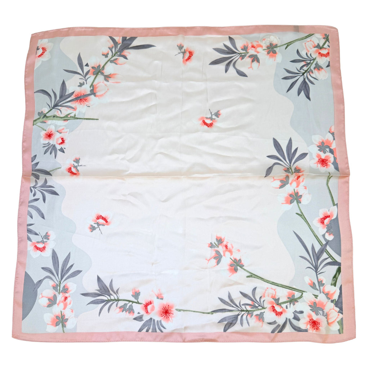 Cherry Blossom Print Scarf, laid flat showing full pattern