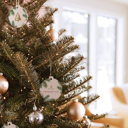 Frasier Fir Decorative Sachet ornament hanging on a beautifully decorated Christmas tree.