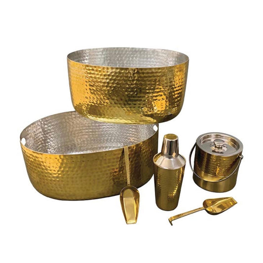 Gold hammered barware set, alternate view