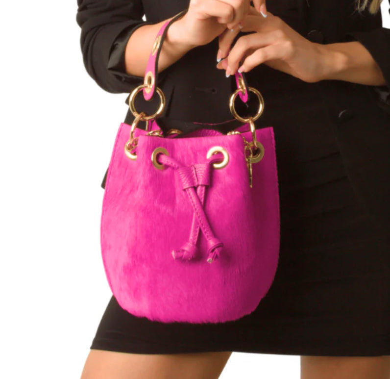 Fuschia Bucket-Cowhide