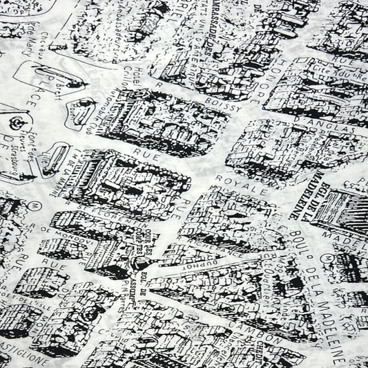 Paris Print Scarf, Black & White, folded flat