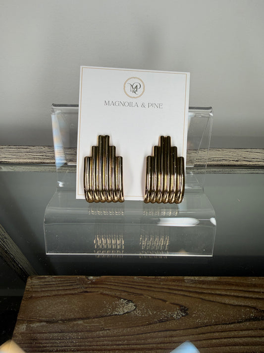 Ribbed Gold Waterfall Earrings, alternate view