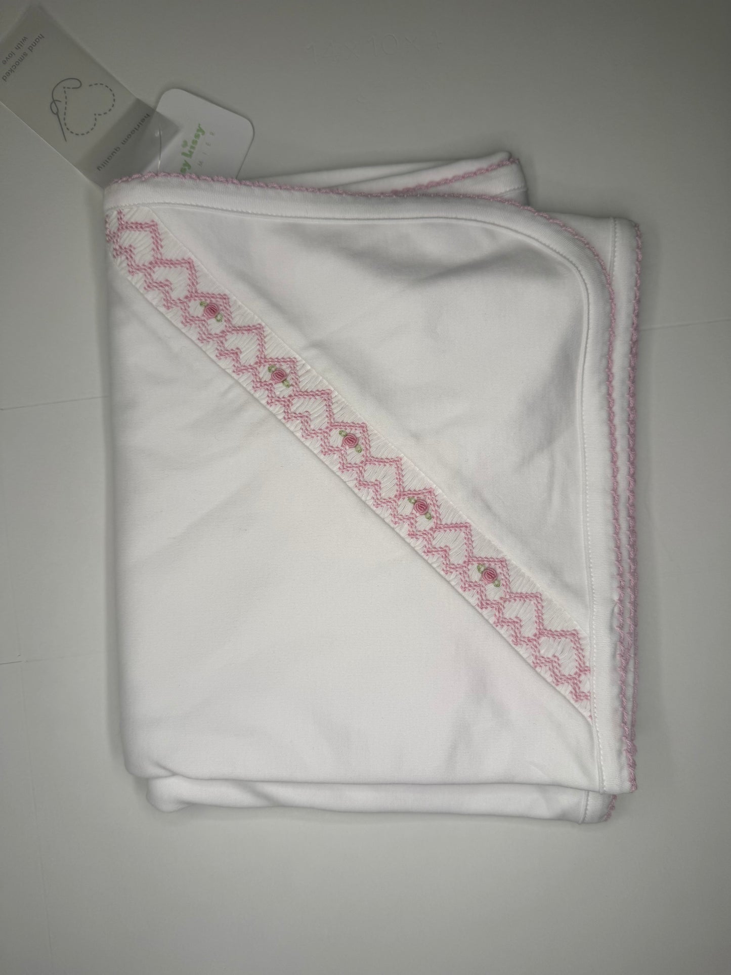 Hand Emb. Pink Rose Blanket