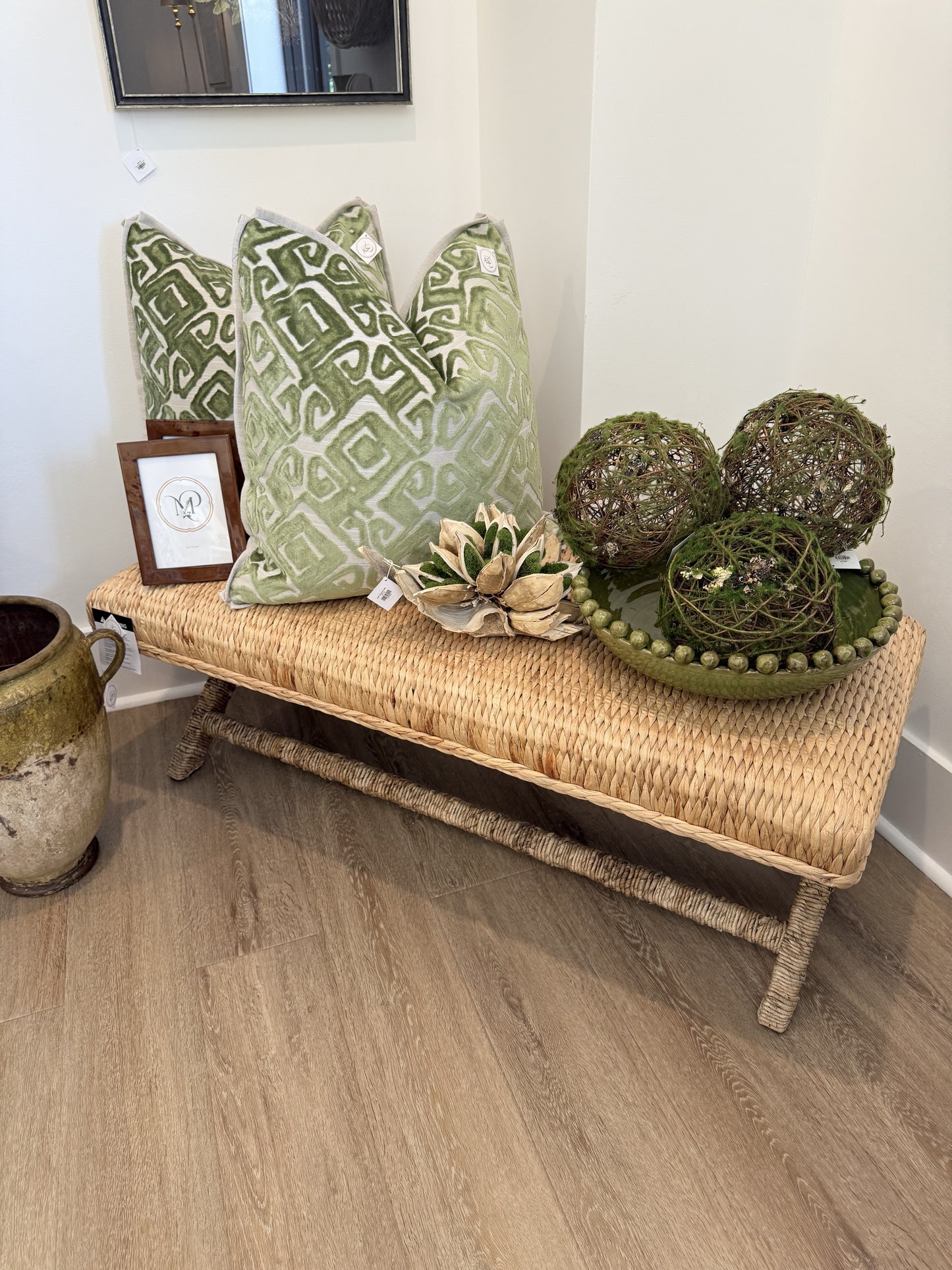 Wood Water Hyacinth Bench