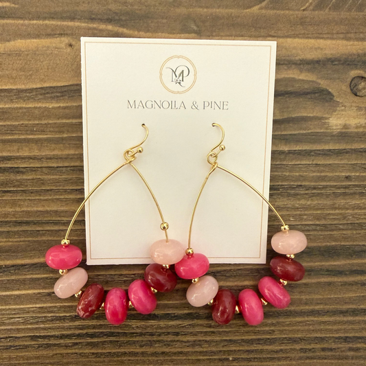 Pink Stone Dangle Earrings, alternate view