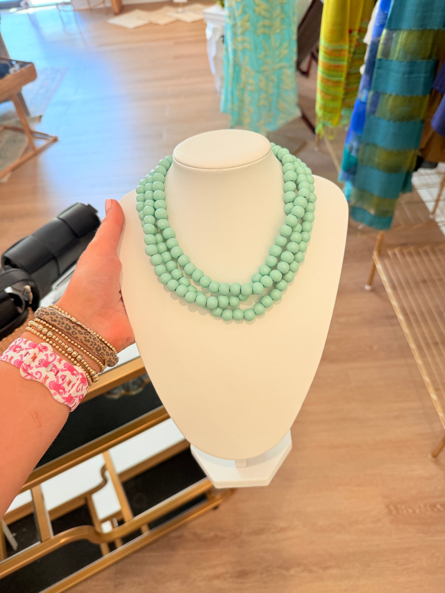 Mint Layered Bead Necklace
