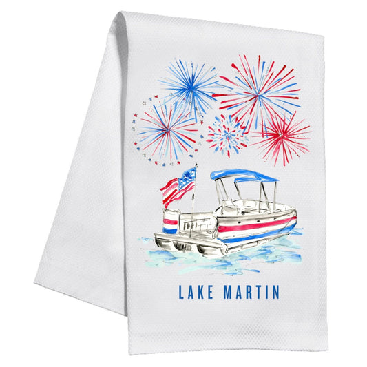 Lake Martin Fireworks kitchen towel, alternate view