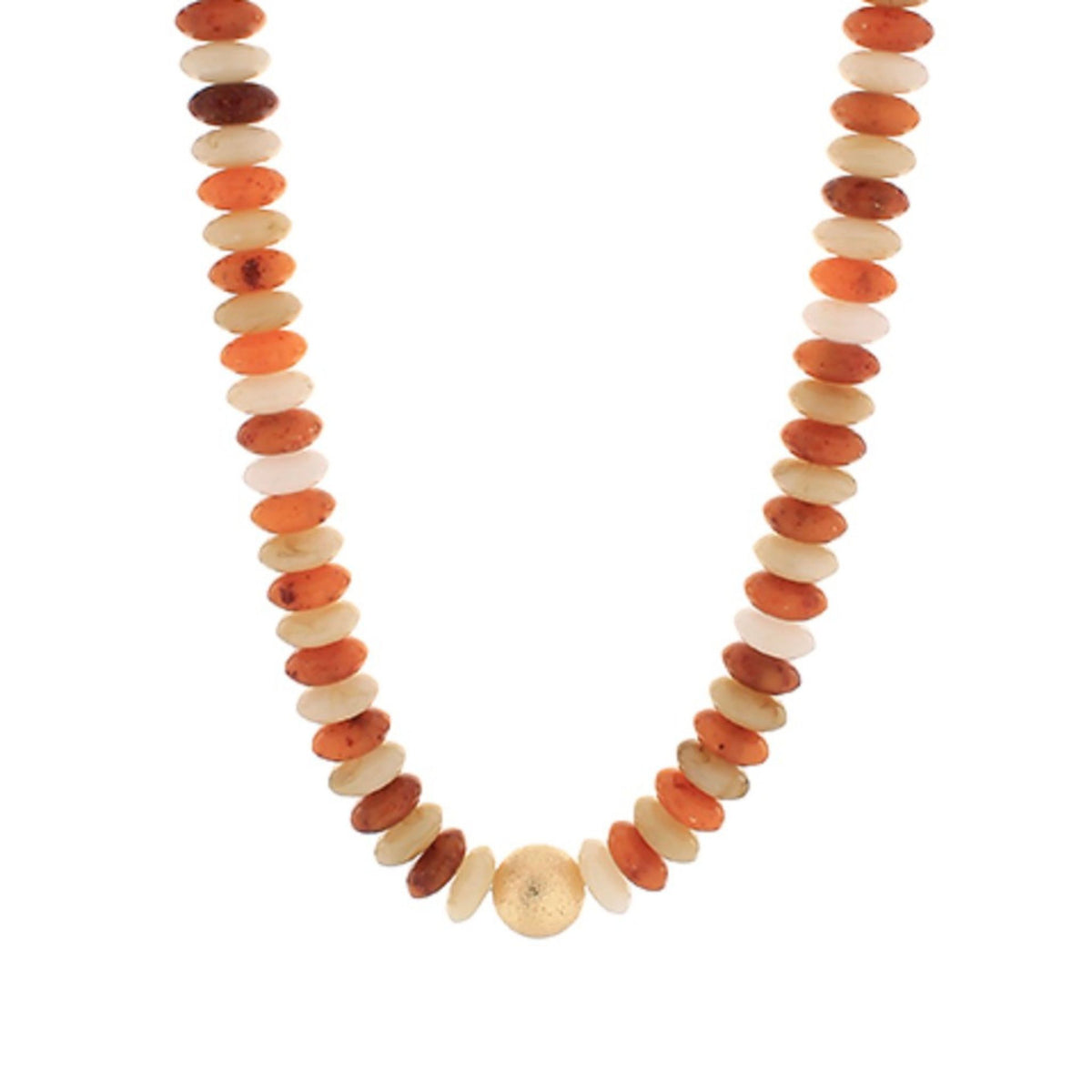Metal Ball & Bead Necklace in orange metal ball and rondelle beads