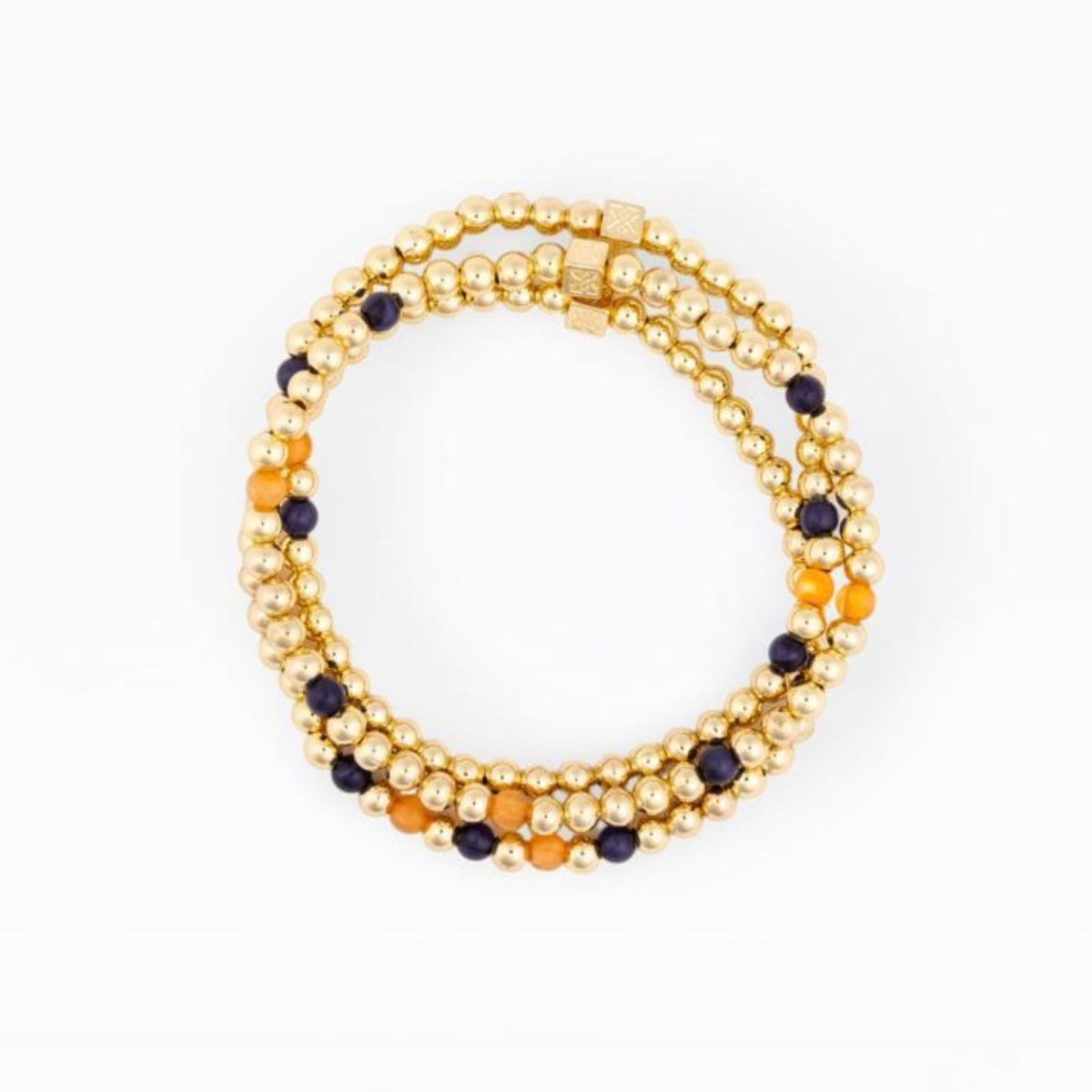 Navy & Orange Gold Bead Lidia Gameday Bracelets