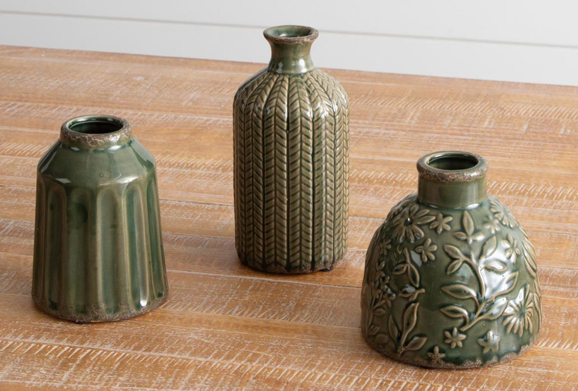 Textured Green Vase