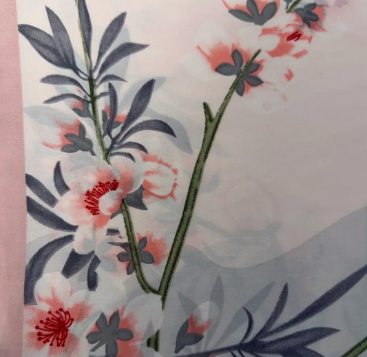 Cherry Blossom Print Scarf, close-up