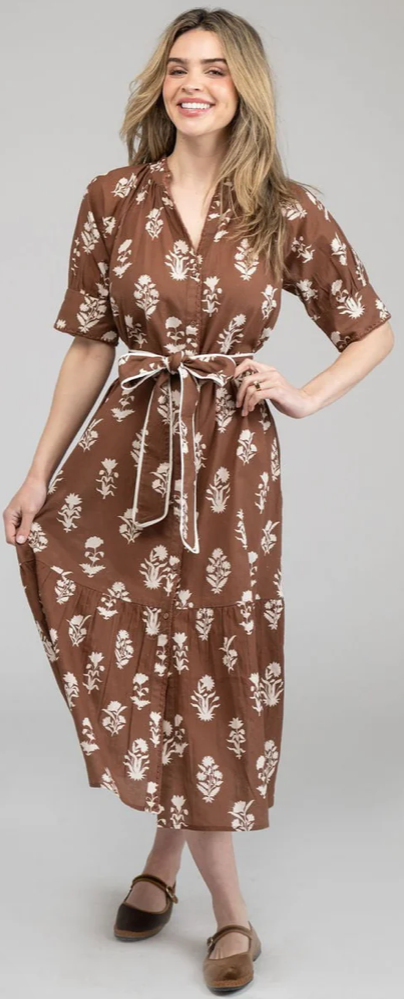 Jane Chocolate Flower Dress M