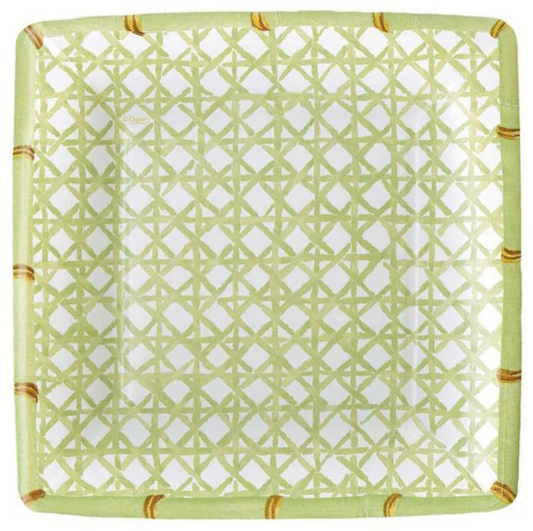 Trellis Print Square Paper Plates, Set of 8