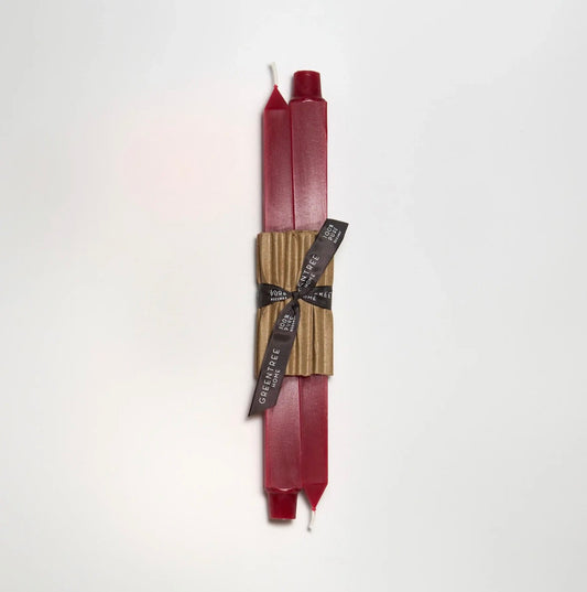12" Beeswax Square Taper Candles in red