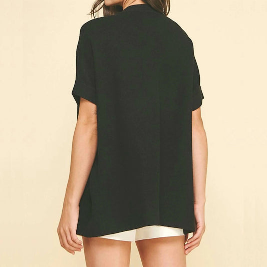 Black Button-Front Cardigan, back view