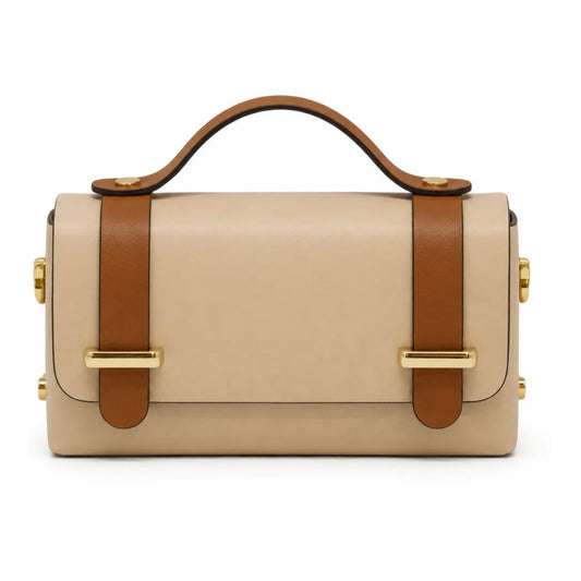 Top-Handle Crossbody Bag in Ivory/Camel