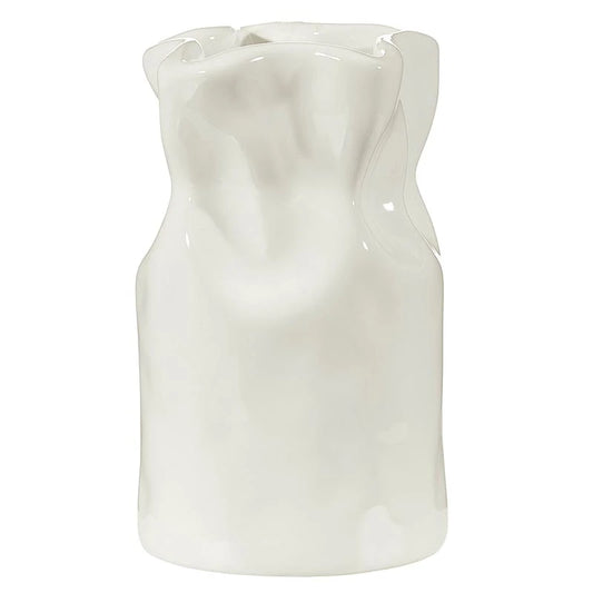 White Ceramic Ruffle Vase