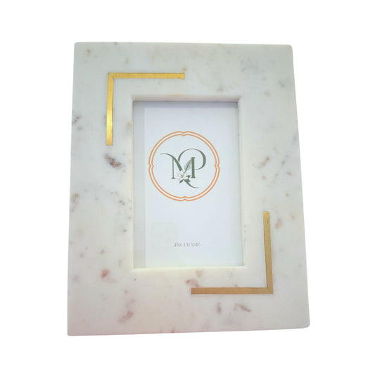 White marble and gold photo frame, alternate view