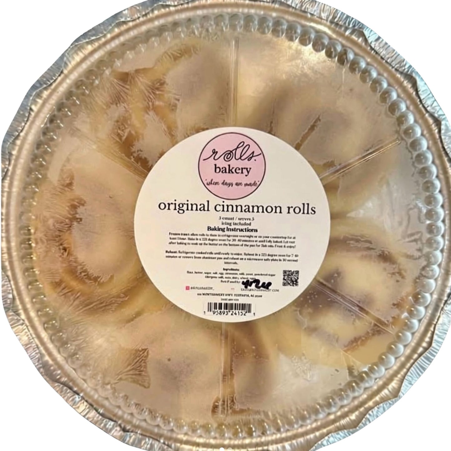 Frozen classic cinnamon rolls, unbaked in tray