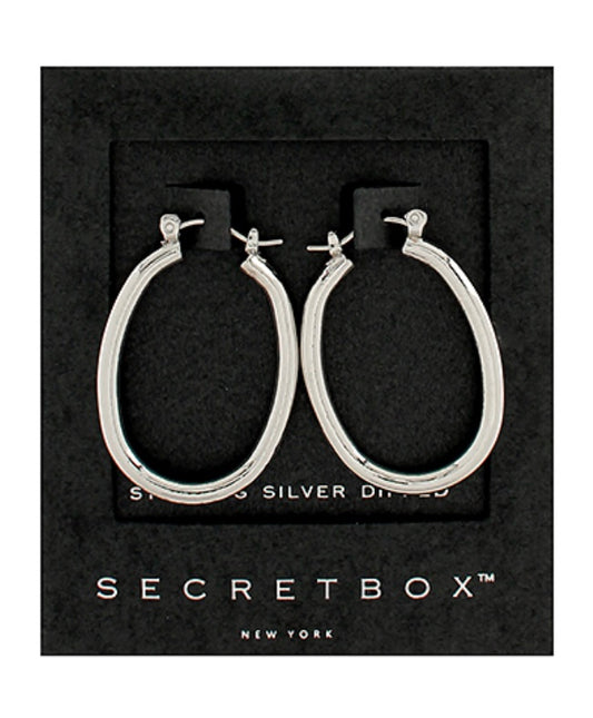 Secret Box Oval Hoop Earrings, small sterling silver dipped hoop