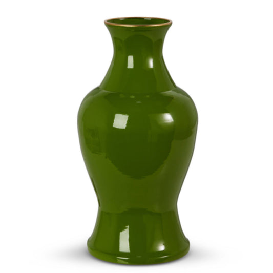 12" Green & Gold Iron Vase