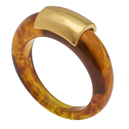 Tortoise-pattern Swiss resin ring by Lucas Jack.