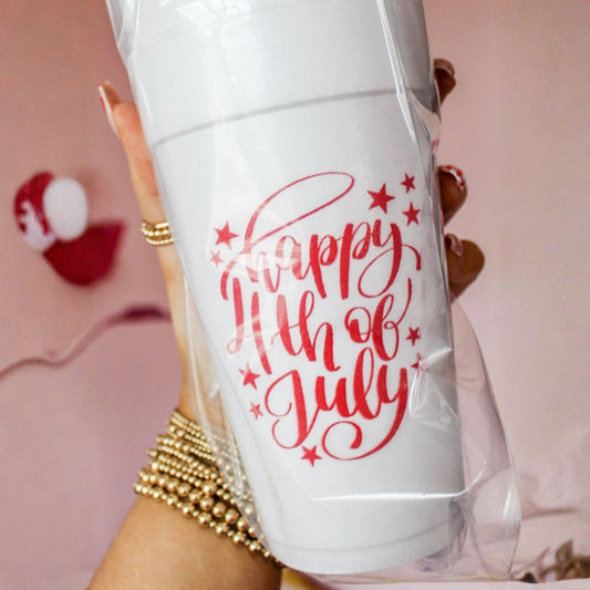 Patriotic party cup set, "Happy 4th of July" design