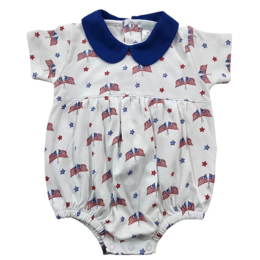 Patriotic Bubble Romper in patriotic print