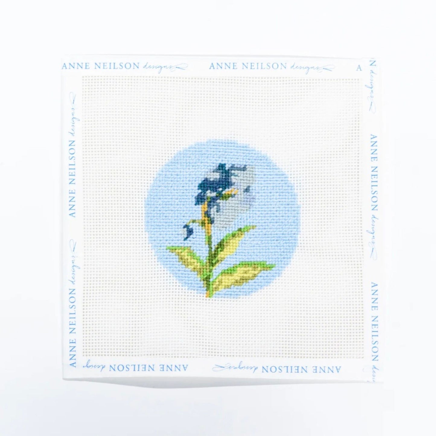 Abide Floral Beginner Needlepoint Kit, mesh canvas close-up.