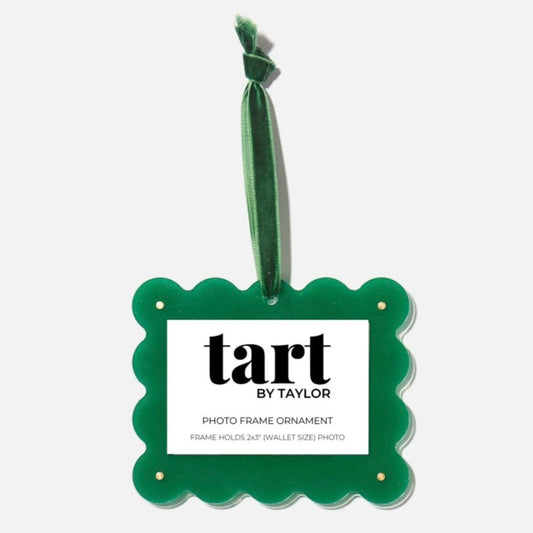Acrylic scallop frame ornament, green