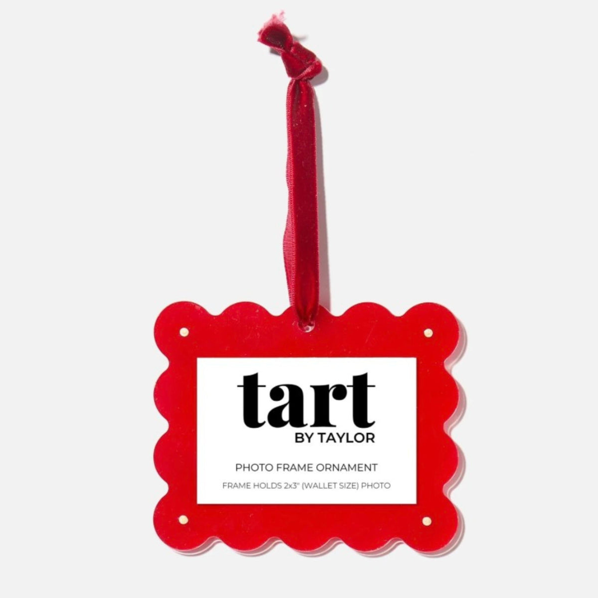 Acrylic scallop frame ornament, red