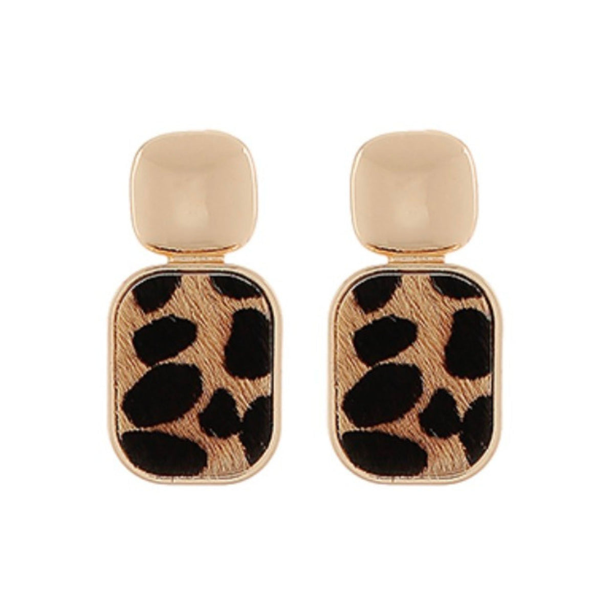 Animal Print & Gold Earrings in leopard print with brushed-gold top