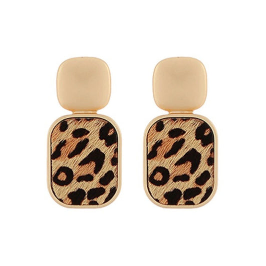 Animal Print & Gold Earrings in cheetah print with brushed-gold top
