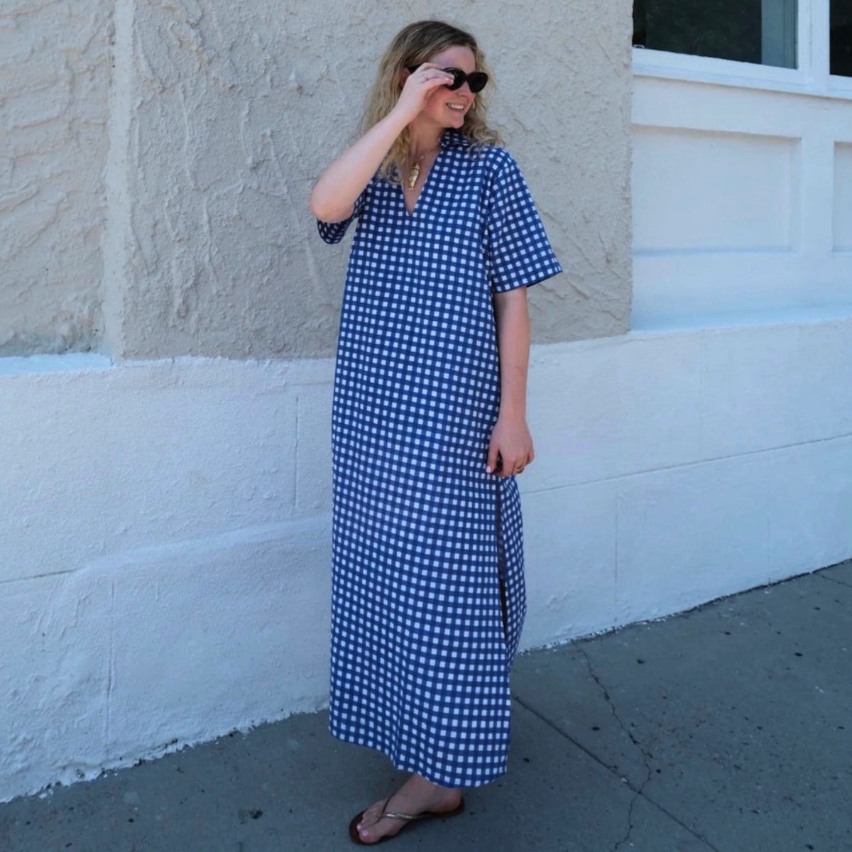 Anna Maxi Dress in blue gingham check