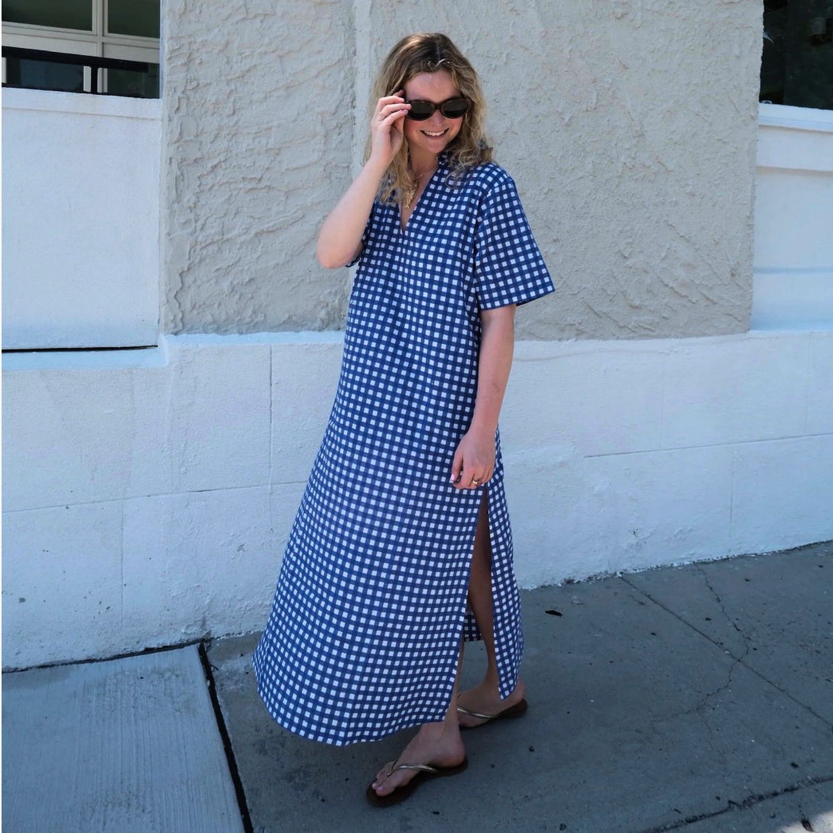 Anna Maxi Dress in royal blue gingham check