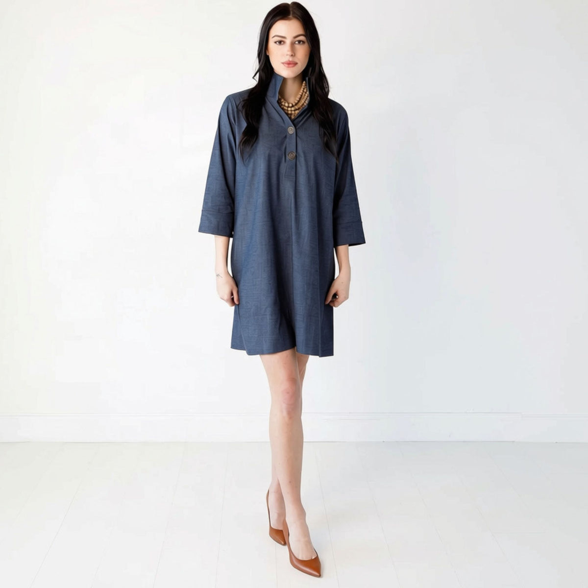 Arden Collar Dress in denim