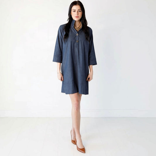Arden Collar Dress in denim