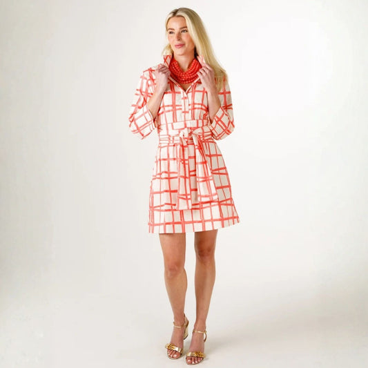 Arden Collar Dress in painted plaid print