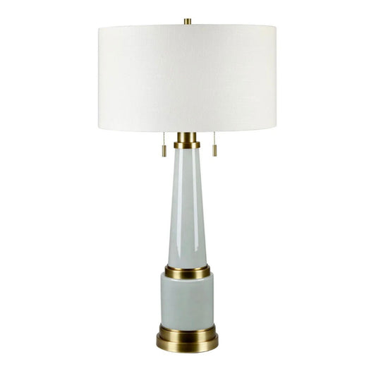Astoria Glass Buffet Lamp with fabric drum shade