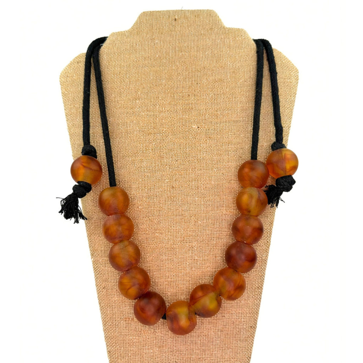 Ball on Cord Necklace, large acrylic beads on adjustable black cord