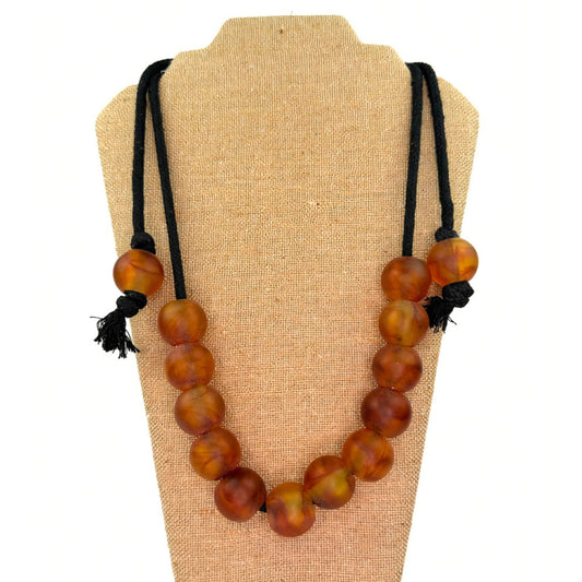 Ball on Cord Necklace, large acrylic beads on adjustable black cord