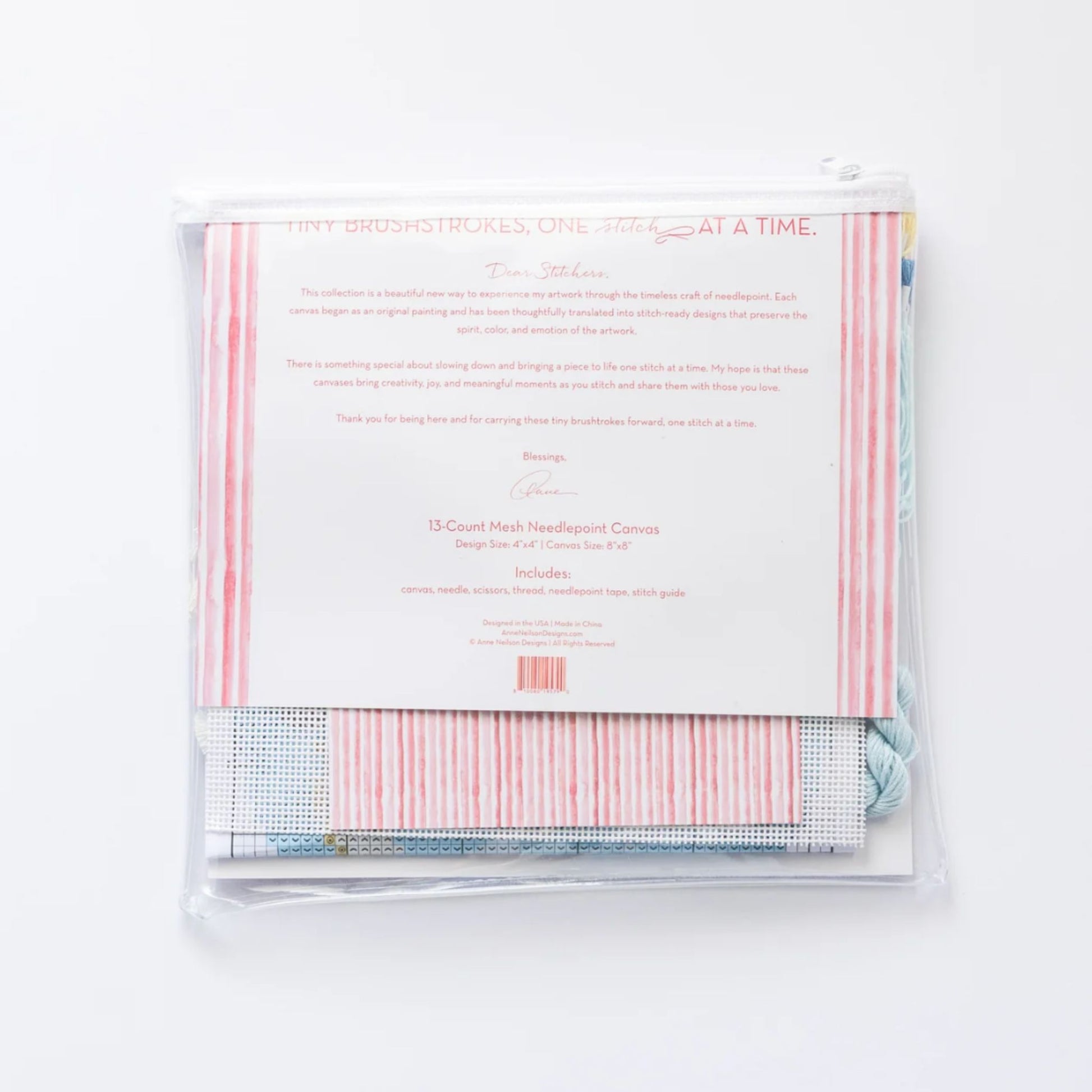 Blue Angel Beginner Needlepoint Kit, additional product view showing kit contents.