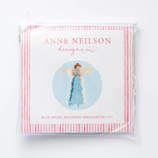 Blue Angel Beginner Needlepoint Kit featuring Anne Neilson's signature watercolor artwork.