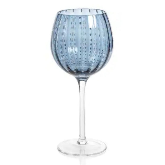Navy and white dot wine glass