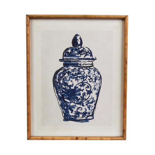 Blue & White Ginger Jar Framed Wall Art, second ginger jar illustration