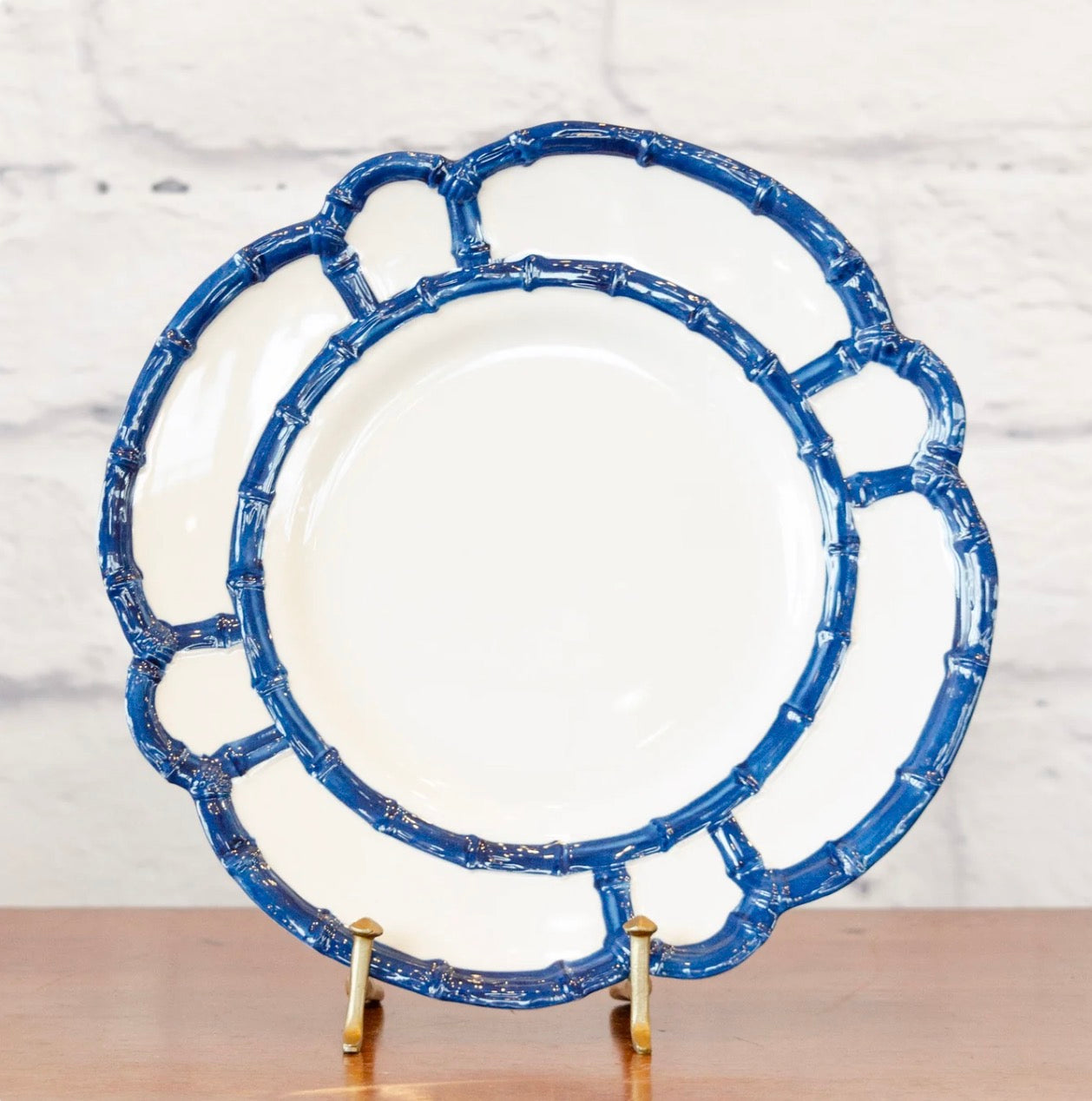 Blue Bamboo Melamine Dinner Plates, Set of 4