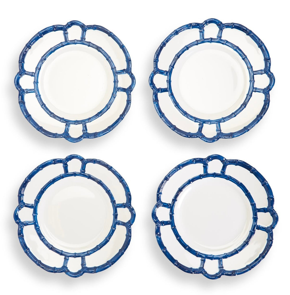 Blue Bamboo Melamine Dinner Plates stacked